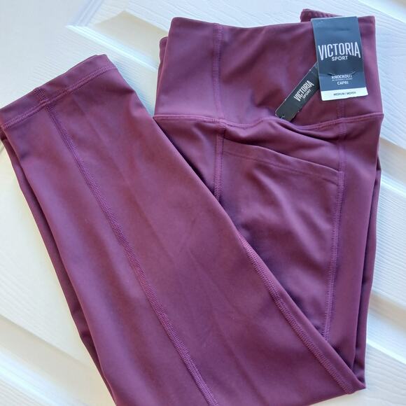 Victoria Sport Knockout Pocket Capri Leggings M plum purple VSD activewear - Picture 1 of 12